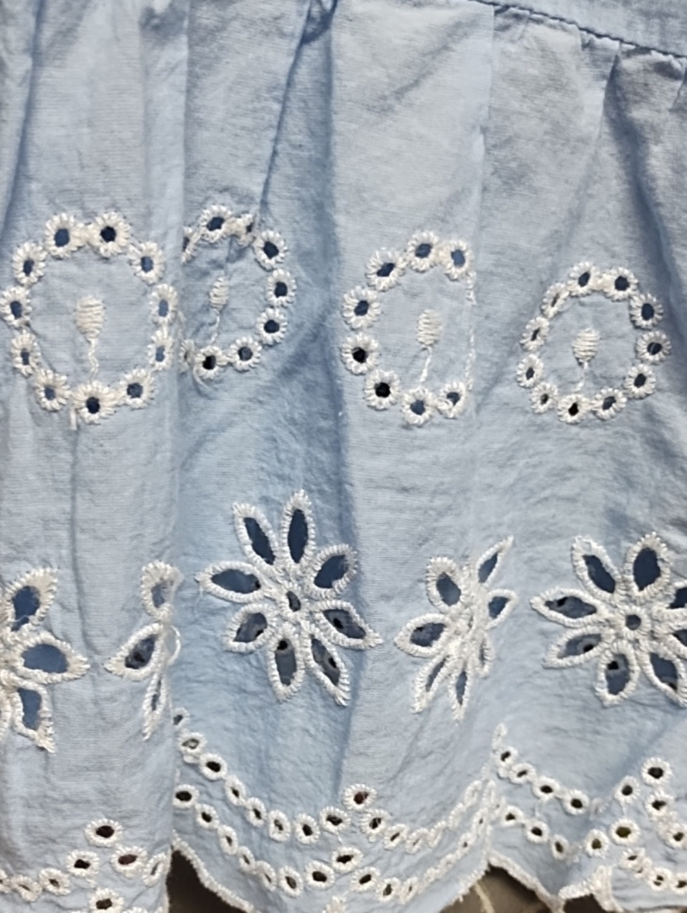 Light Blue Eyelet Lace-Trim Blouse for Women - Picture 8 of 8